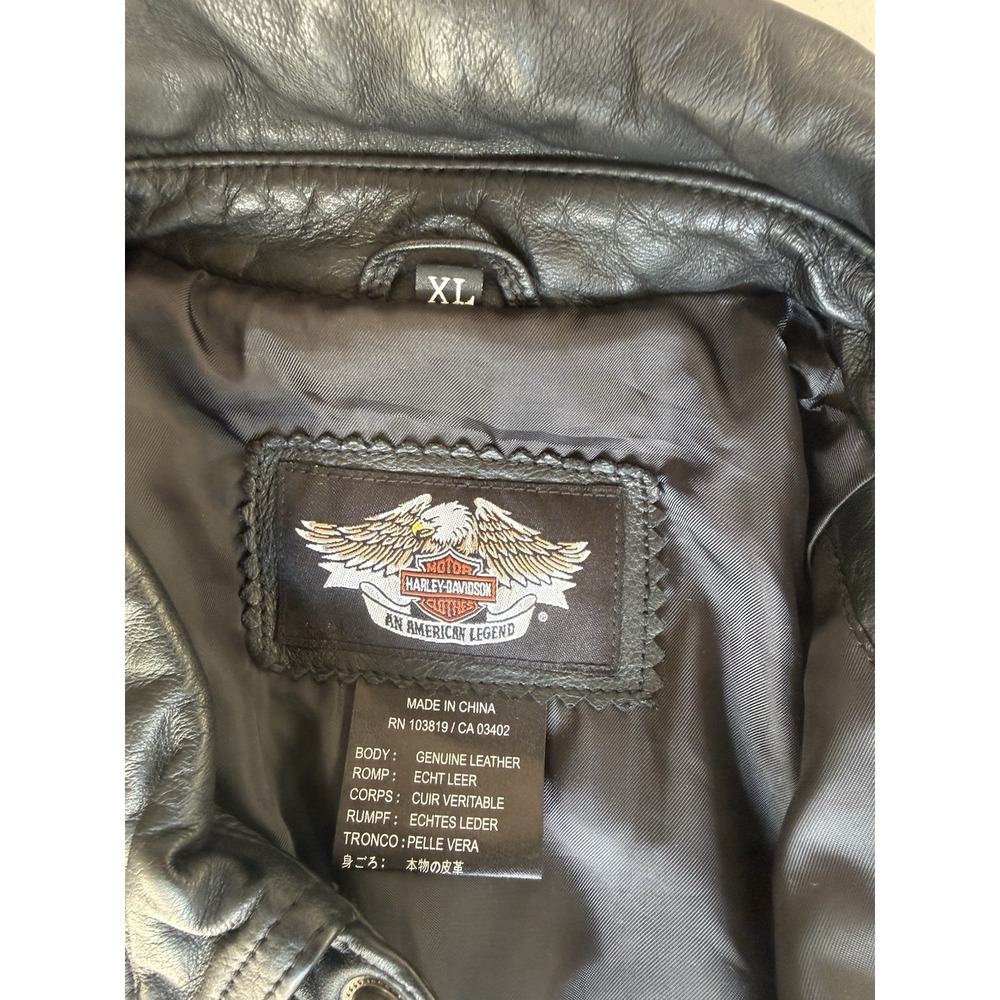 Harley Davidson Men's Switchback Blade Skull Black Leather Jacket XL - Picture 11 of 13